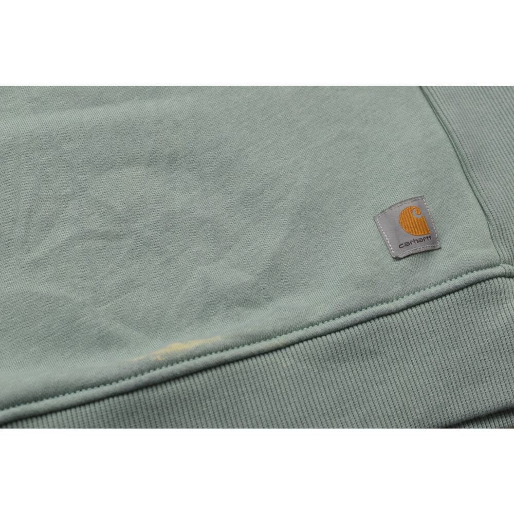 Carhartt Women's Relaxed Fit Sweatshirt Size S Green Crewneck Logo Sleeve Cotton - Picture 5 of 8